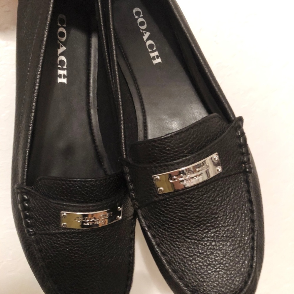 Black COACH Fredrica pebbled leather loafer